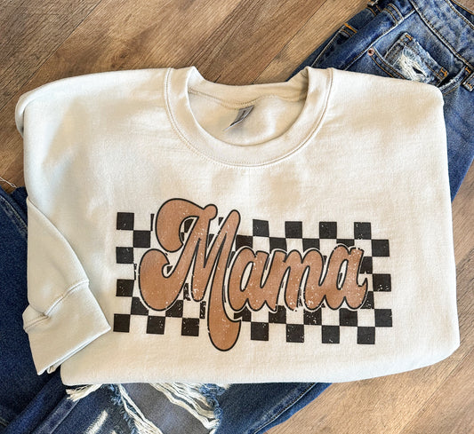 Muted Checkered Mama Pullover