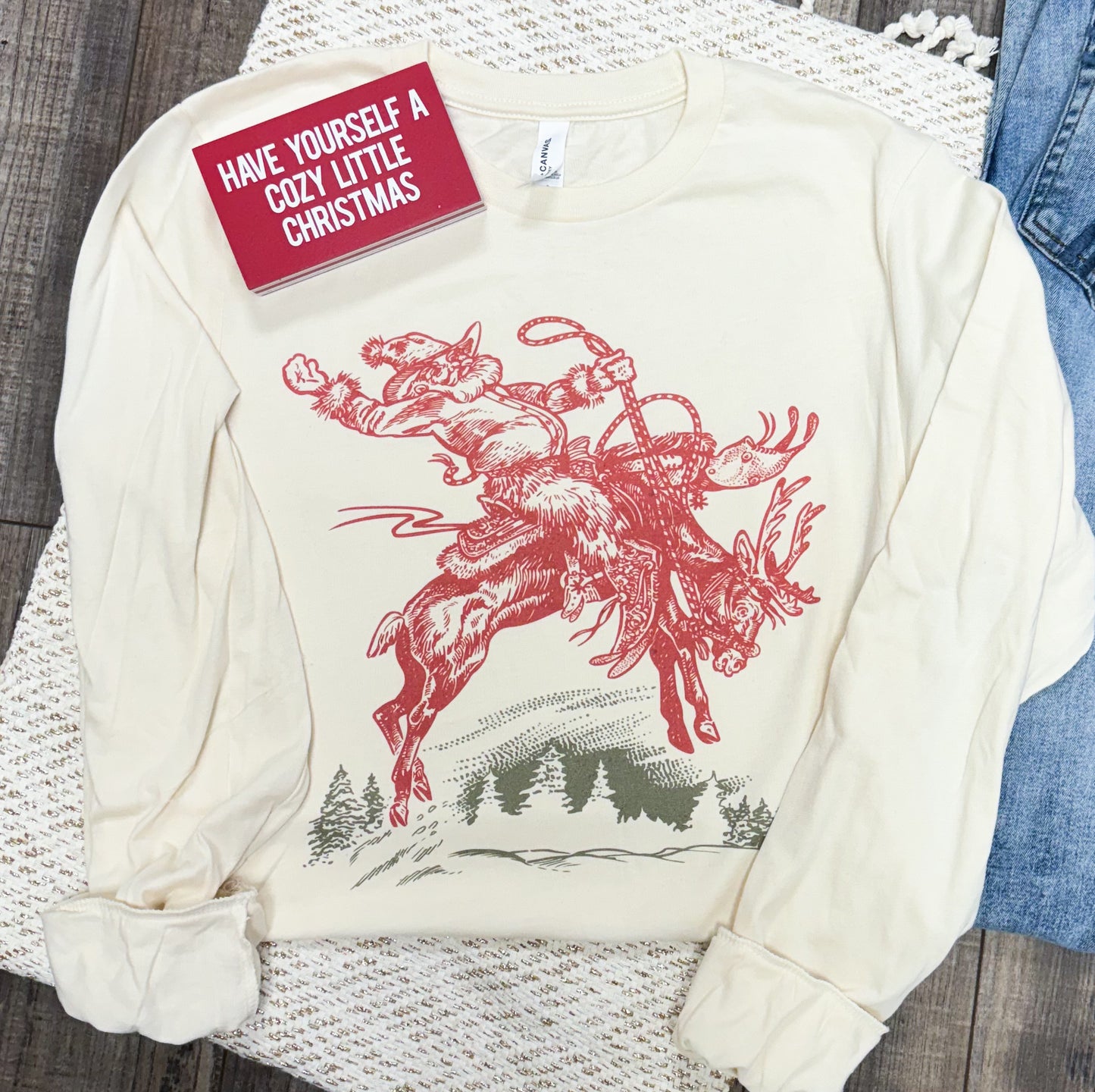 Bucking Reindeer Long Sleeve Tee