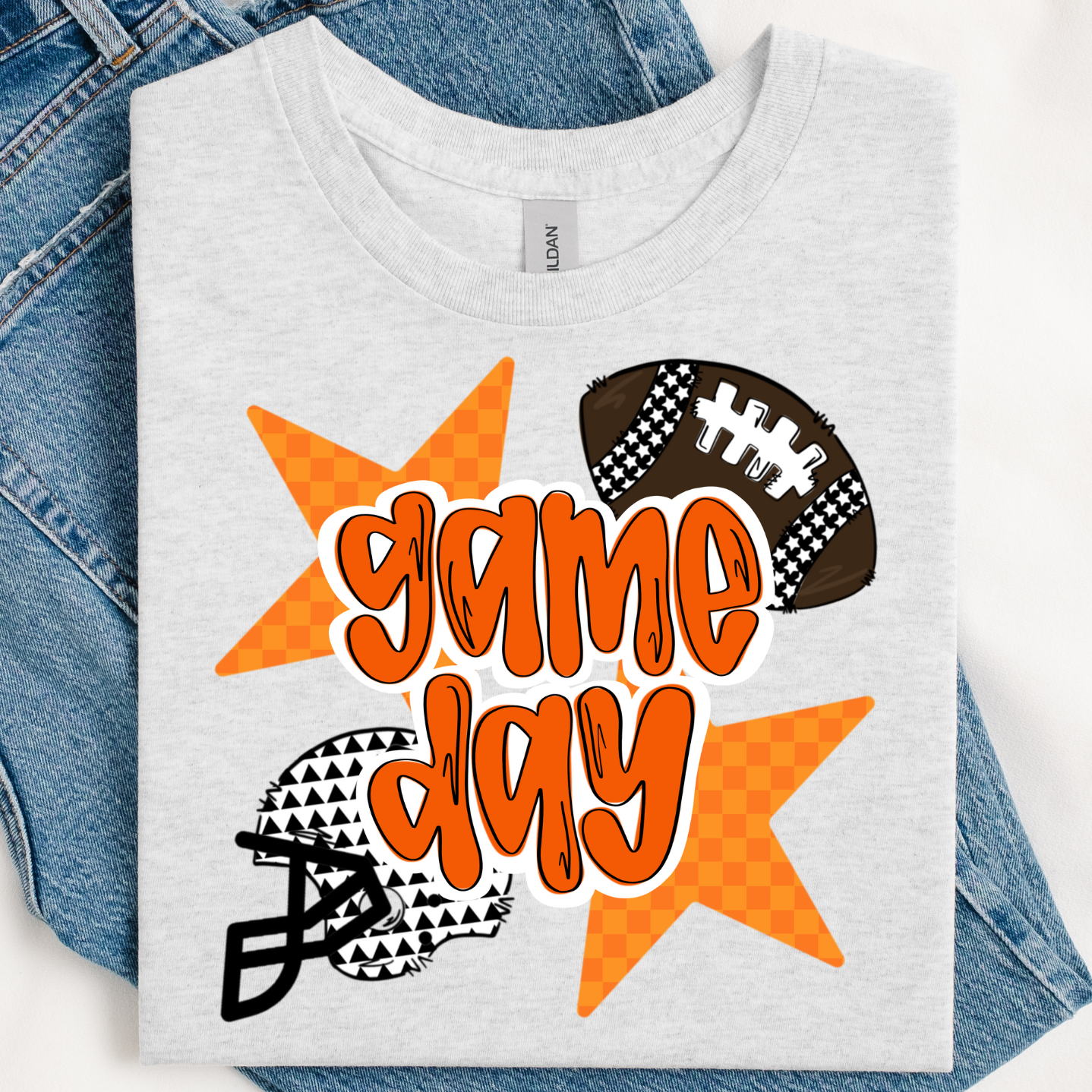 Checkered Game Day Tee- ORANGE